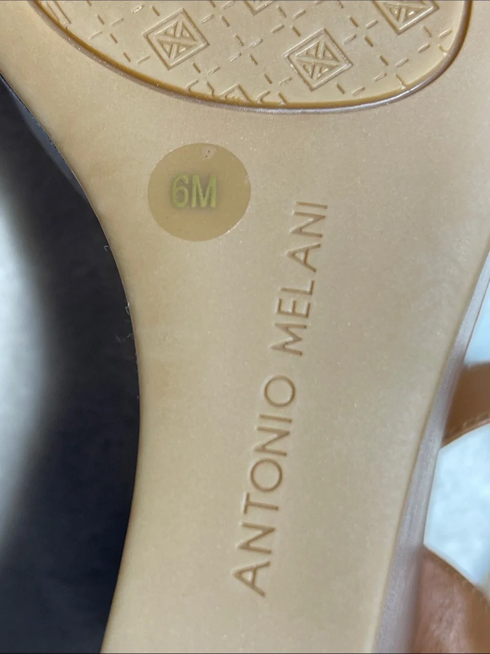 ANTONIO MELANI Tan Leather Platform Wedge Sandals with Slingback Ankle Strap Sz6